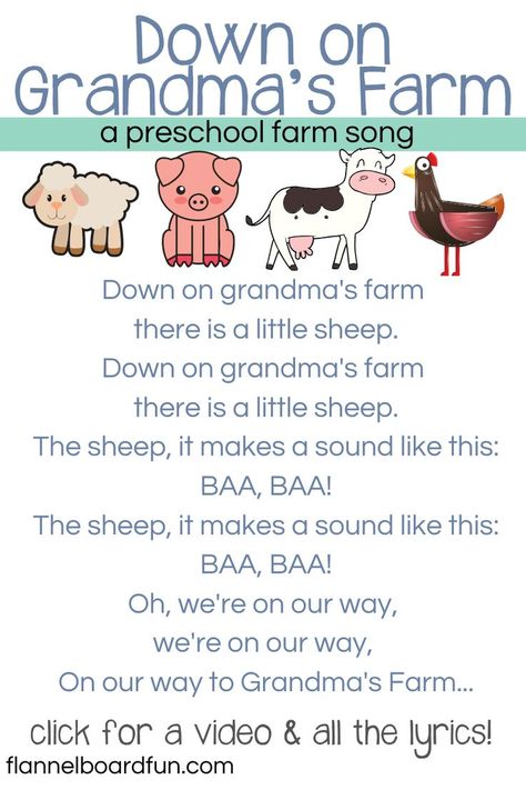 Cute new preschool farm song to use with a farm felt set!  Circle time fun, storytime joy :) Farm Storytime, Farm Animal Songs, Farm Songs, Youtube Inspiration, Preschool Farm, Farm Animals Preschool, Farm Lessons, Farm Theme Preschool, Circle Time Songs