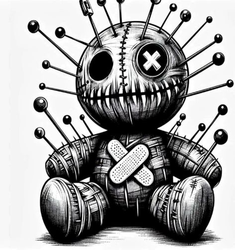 Voodoo Bear Tattoo, Matching Voodoo Doll Tattoo, Traditional Voodoo Doll Tattoo, Voodoo Tattoo New Orleans, Voodoo Doll Drawing, Cute Voodoo Doll, Voodoo Doll Tattoo, Voodoo Tattoo, Voodoo Art