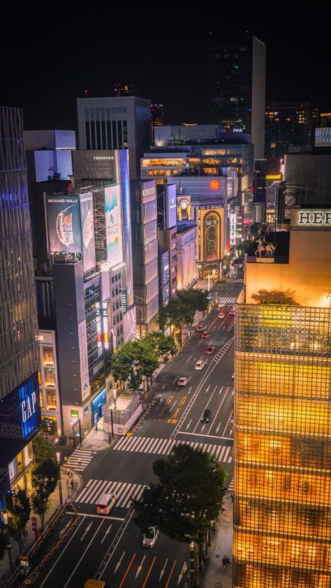 Japan City Aesthetic, Tokyo Buildings, Japan Cities, Tokyo Japan Photography, Ginza Japan, Architecture Japanese, Japan Town, Tokyo Winter, Tokyo At Night