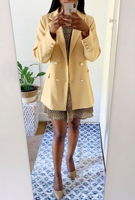 Print dress and beige blazer outfit combination Beige Blazer Outfit, Spring Work, Spring Work Outfits, Beige Blazer, Blazer Outfit, Outfit Combinations, Blazer Outfits, Work Outfit, Print Dress