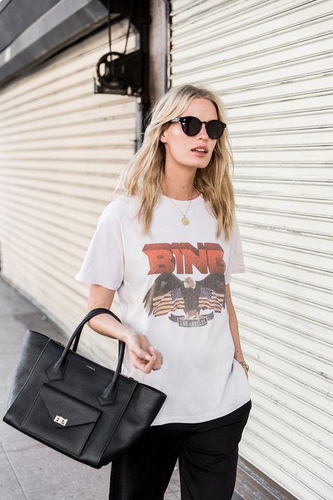 VINTAGE BING TEE $100 Anine Bing Tee Outfit, Anine Bing Tee, Timeless Handbags, Vintage Wash Jeans, Everyday Uniform, Current Styles, Anine Bing, Tee Outfit, Timeless Handbag