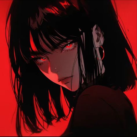 Anime Pp, Girl Pp, Pp Anime, Anime Black Hair, Red Icons:), Dark Art Illustrations, Digital Art Anime, Red Eyes, Art Anime