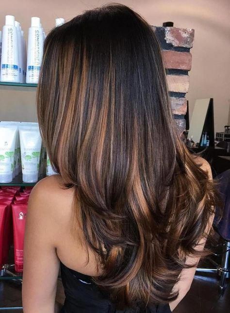 Black Hair With Caramel Brown Balayage #ombrestraighthair Brown Hair With Caramel Highlights, Black Hair With Highlights, Balayage Blonde, Caramel Hair, Brown Balayage, Trendy Hair Color, Hair Color Highlights, Hair Color Balayage, Dark Blonde