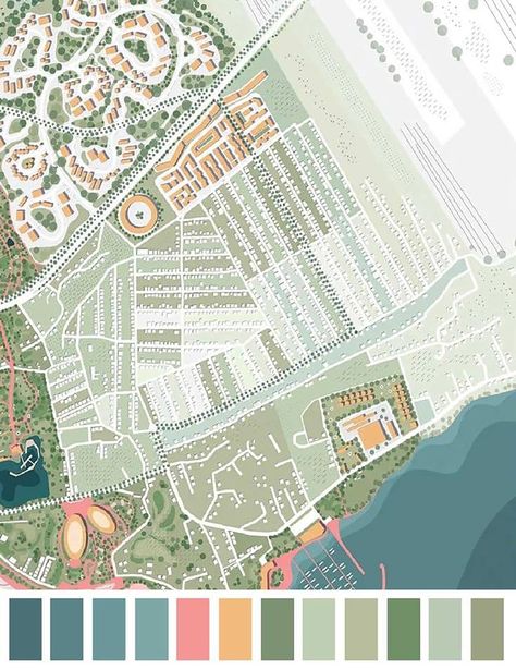 Facebook Site Plan Color Palette, Landscape Architecture Color Palette, Architecture Color Palette Presentation, Master Plan Landscape Architecture, Urban Site Plan, Map Color Palette, Architecture Color Palette, Landscape Color Palette, Urban Color Palette