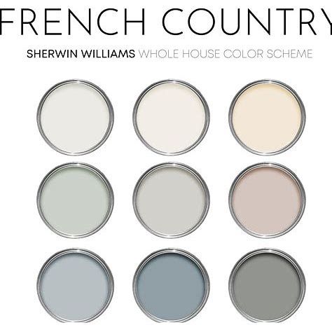 Handmade French Country Sherwin Williams Paint Palette, Paint Colors for Home, Cottage Neutrals, Whole House Color Scheme, Sea Salt - Search Shopping Whole House Color Palette Sherwin, French Country Cottage Color Palette, Sherwin Williams French Country Colors, Vintage Home Paint Colors, French Country Color Palette Sherwin Williams, French Chateau Color Palette, Modern French Country Color Palette, Modern Cottage Paint Colors, French Cottage Color Palette