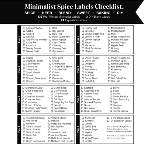 Amazon.com: 162 Minimalist Spice Jar Labels - Preprinted Spice Stickers - Black Text on White Waterproof Label - Fits Round Bamboo Jars or Rectangular Spice Jars - Herb Seasoning Kitchen Pantry Labels Stickers: Home & Kitchen Organizing Containers, Kitchen Pantry Labels, List Of Spices, Spice Jar Labels, Nigella Seeds, Spice Labels, Herb Seasoning, Organizing Labels, Lemon Herb