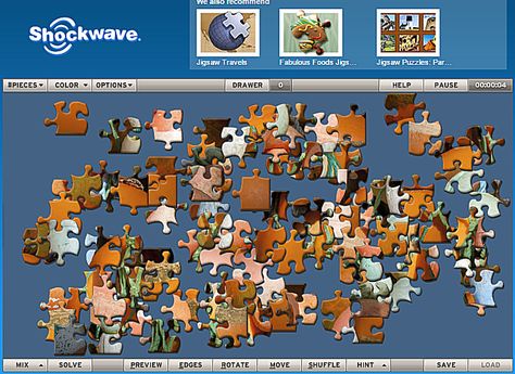 Play Jigsaw Puzzles Online for Free at These Sites: Shockwave's Free Jigsaw Puzzles Free Jigsaw Puzzles, List Of Websites, Free Online Jigsaw Puzzles, Mixed Media Art Canvas, Online Puzzles, Jigsaw Puzzles Online, Mind Games, Puzzle Game, Media Art