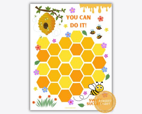 Printable Bee Reward Chart, Honey Bee Behavior Chart, Reward Chart Kids, Chore Chart Girl, Sticker Chart, Potty Training Chart Boy, Goals Reinforcement Chart, Reward Charts For Kids, Homework Chart, Kids Potty Training, Behavior Contract, Goal Chart, Progress Chart, Attendance Chart, Reward Chart For Kids