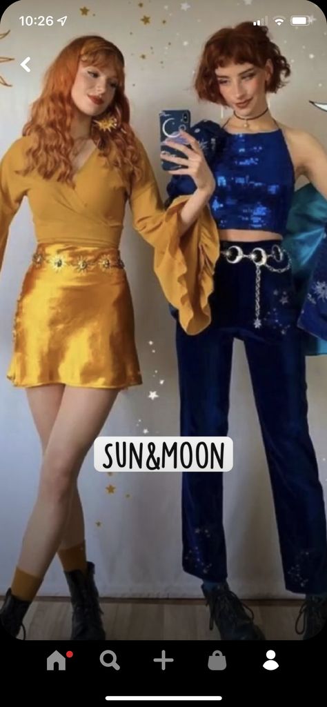 Sun And Moon Halloween, Sun And Moon Costume, Moon Costume, Halloween Duos, Moon Halloween, Duo Costumes, Sun And Moon, Sun Moon, Halloween Outfits