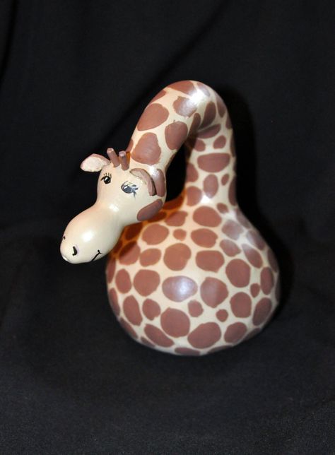 Unique Giraffe Figurines Handcrafted from Gourds Gourd Art | Etsy Gourd Ideas, Gourds Birdhouse, Hand Painted Gourds, Gourd Lamp, Zigzag Design, Gourds Crafts, Painted Gourds, Dragonfly Charm, Gourd Art