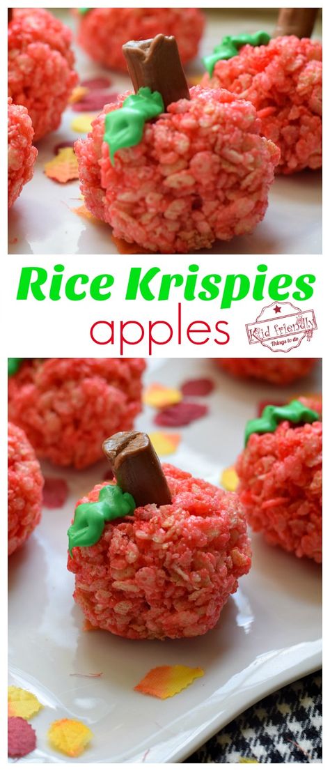 Fall Treats Kids, Apple Rice, Treats For Kids, Halloween Party Treats, Yummy Fall Recipes, Rice Krispies Treats, Kids Cooking Recipes, Food Activities, Krispies Treats