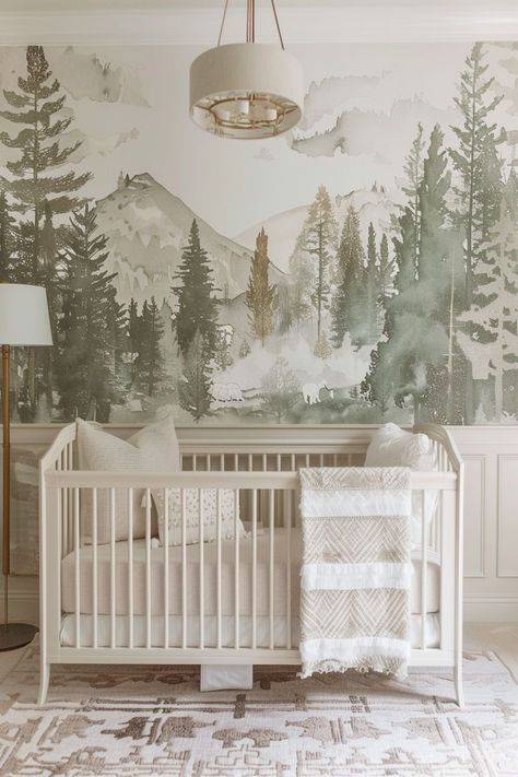 Create a beautiful, gender-neutral baby room with our timeless nursery decor ideas. Classic and simple themes meet vintage flair in wallpapers that set a soothing backdrop. Traditional elements ensure the space remains elegant and adaptable, perfect for welcoming your new arrival in style. Timeless Nursery, Wallpaper Mountain, Mountain Nursery, Peel And Stick Wall Mural, Mountain Decor, Tree Nursery, Chinoiserie Wallpaper, Rainbow Wallpaper, Cleaning Walls