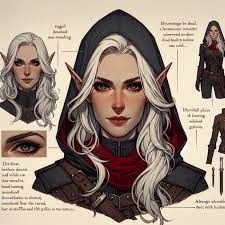 Detailed Half-Elf Female Rogue with Stark White Hair | AI Art Generator |  Easy-Peasy.AI Half Elf Rogue Female, Half Elf Female, Half Elf Rouge, Elf Rouge, Half Elf Rogue, White Hair Sorceress Art, Female Rogue, Silver Haired Elf, Elf Female