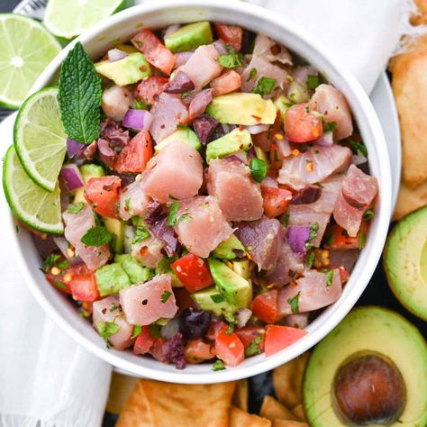 Tuna Ceviche Recipe, Albacore Tuna Recipes, Tuna Fried Rice, Tuna Pesto Pasta, Fresh Fish Recipes, Tuna Ceviche, Healthy Tuna Salad, Crab Pasta, Tuna Recipe