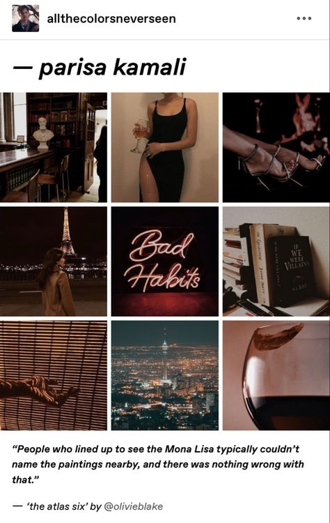 Parisa Kamali Aesthetic, The Atlas Six Characters, Parisa Kamali, The Atlas Six, Atlas Book, Academia Aesthetics, Queer Books, Wizard School, World Of Books