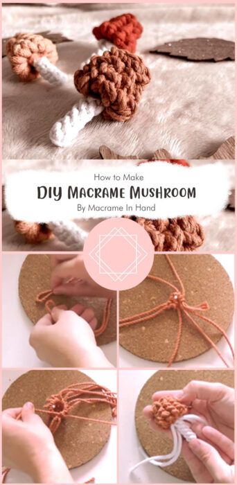 DIY Macrame Mushrooms Free Tutorial Ideas - Carolinamontoni.com Diy Macrame Mushroom, Macrame Mushroom Tutorial, Fall Macrame Ideas Diy, Macrame Gifts Diy Projects, Spring Macrame Ideas, Macrame Small Projects, Fall Macrame Ideas, Macrame Basket Tutorial, Macrame Basket Diy