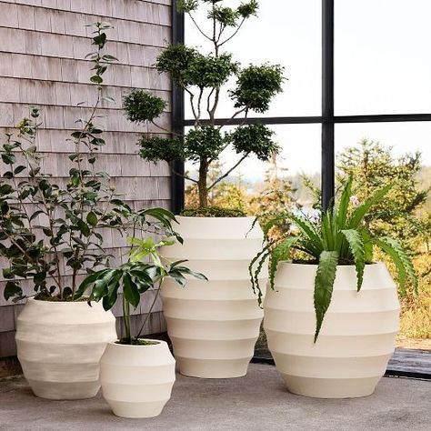 Modern Outdoor Planters, Patio Planters, & Plant Pots | West Elm Front Porch Flower Pots, Modern Planters Outdoor, Extra Large Planters, Front Porch Flowers, Porch Flowers, Patio Planters, Indoor Outdoor Planter, Planter Stand, Large Planters