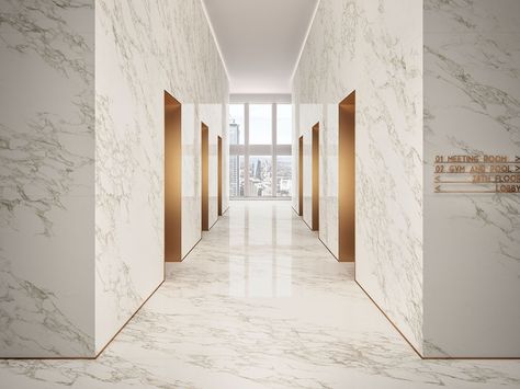 Download the catalogue and request prices of Marble experience By italgraniti, porcelain stoneware wall/floor tiles with marble effect, marble experience Collection Elevator Lobby Design, Elevator Lobby, Elevator Design, Gold Tile, Tile Showroom, Lobby Interior, Marble Flooring, Calacatta Gold, Calacatta Marble