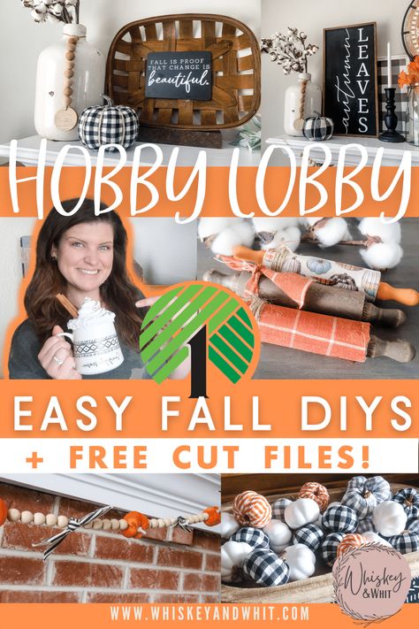 10 MUST-DO Fall DIYS with Hobby Lobby Supplies (you can totally find!) | Fall Decor & DIYs for 2021 - Whiskey & Whit Hobby Lobby Halloween Crafts, Hobby Lobby Wood Crafts Easy Diy, Hobby Lobby Fall Decor Ideas 2023, Hobby Lobby Fall Crafts Diy, Hobby Lobby Fall Decor 2023, Hobby Lobby Decor Ideas, Hobby Lobby Fall Decor Ideas, Hobby Lobby Fall Decor, Hobby Lobby Fall