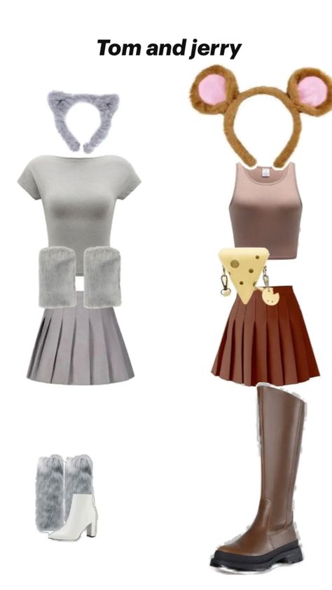 Tom And Jerry Costume Best Friends, Tom And Jerry Costume, Bestie Costumes, Halloween Board, Duo Halloween Costumes, Cool Halloween Costumes, Tom And Jerry, Kingdom Hearts, Costume Ideas