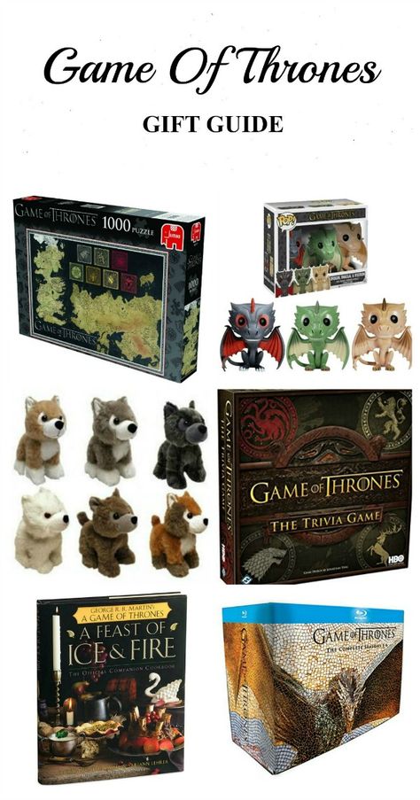 Game of Thrones Gift Guide - Best Gifts for Game of Thrones Fans - Game of Thrones Gift Ideas / Game of Thrones puzzle / Game of Thrones cookbook / Game of Thrones dragons / Game of Thrones Vinyl Toys / Game of Thrones Trivia Game / direwolves plush toys / A Feast of Ice and Fire Game Of Thrones Gift Ideas, Game Of Thrones Cookbook, Dragons Game Of Thrones, Game Of Thrones Khaleesi, Game Of Thrones Instagram, Game Of Thrones Merchandise, Toy Gift Guide, Game Of Thrones Gifts, Game Of Thrones Facts