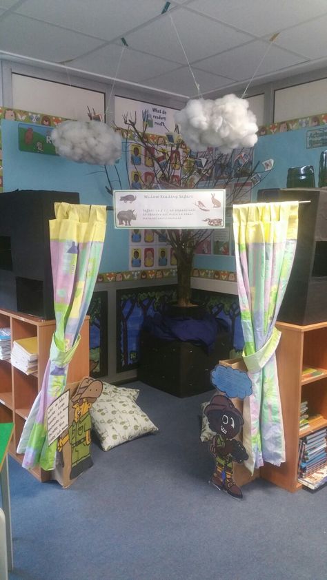 Reading Safari Corner Reading Corner Bedroom, Corner Bedroom, Classroom Display, Bedroom Corner, Classroom Fun, Classroom Displays, Reading Corner, Preschool Classroom, Loft Bed