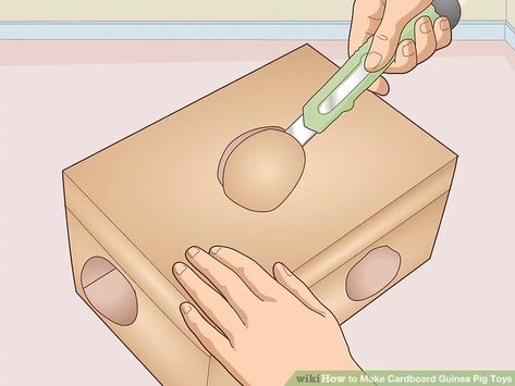 5 Ways to Make Cardboard Guinea Pig Toys - wikiHow Guinea Pig Toys Diy Homemade, Diy Guinea Pig Hideout, Diy Guinea Pig Toys, Guenia Pigs Cages Diy, Guinea Pig Cage Accessories, Diy Hamster Toys, Yogurt Drops, Guinea Pig Carrier, Guinea Pig Diy