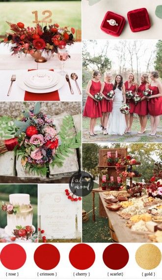 Red wedding theme for classic brides | red bridesmaid dresses | see this red wedding ideas on fabmood.com Red And Gold Wedding, Crimson Wedding, Board Themes, Wedding Color Scheme, Wedding Color Palettes, Red Wedding Decorations, Timeless Color Palette, Red Bridesmaid, Red Wedding Theme