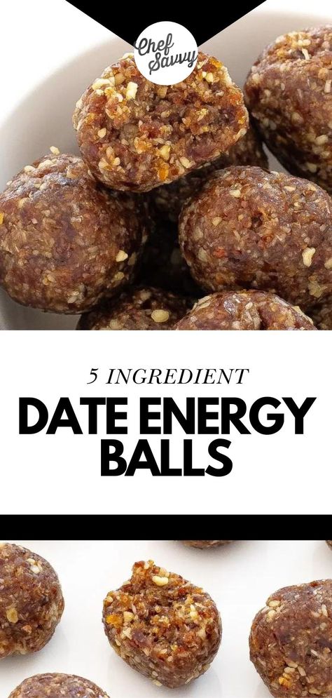 Try making these No Bake Healthy Date Energy Balls! These Date Energy Balls are made with wholesome, good-for-you ingredients that are naturally sweetened by dates and perfect for an on-the-go energy-packed snack! All you need is 5 Ingredients to make this recipe! Follow Chef Savvy for more No Bake Spring Dessert Recipes! Date Recipes Healthy, Date Energy Balls, No Bake Healthy, Energy Balls Recipe, Chef Savvy, Bake Healthy, Peanut Butter Energy Bites, Energy Balls Healthy, Spring Recipes Dessert