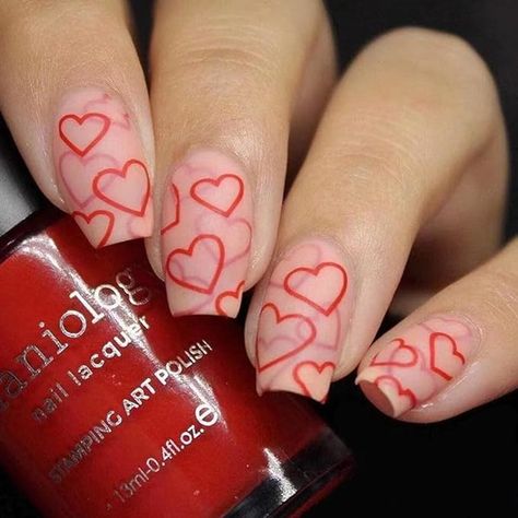 Valentine Nail Art, Valentine Nails, Heart Nail Art, Nail Stamping Plates, Nails For Women, Nails Polish, Stick On Nails, Heart Nails, Nail Art Hacks