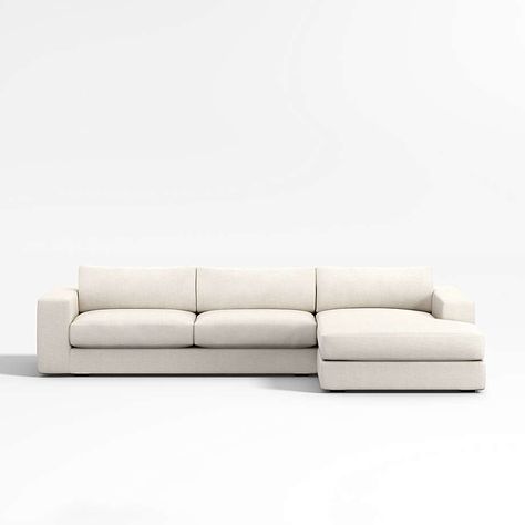 Oceanside 2-Piece Right-Arm Chaise Sectional | Crate and Barrel Couches Living, Small Sectional, Small Sectional Sofa, Chaise Sectional Sofa, Bumper Sectional, Sofa Review, Sectional Sofa Couch, Chaise Sectional, Modern Coastal