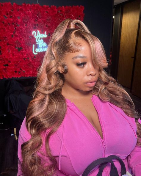 Pink Blonde, 13x4 Lace Front Wig, Hair Advice, Beautiful Wigs, Hair Ponytail Styles, Body Wave Wig, Ponytail Styles, Lace Closure Wig, Front Lace Wigs Human Hair