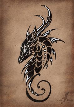 Dragon of a Moonless sky by AlviaAlcedo.deviantart.com on @deviantART Tier Tattoo, Tattoo Zeichnungen, Dragon Tattoo Designs, Dragon Pictures, Dragon Head, Dragon Artwork, 문신 디자인, Dragon Drawing, Dragon Design