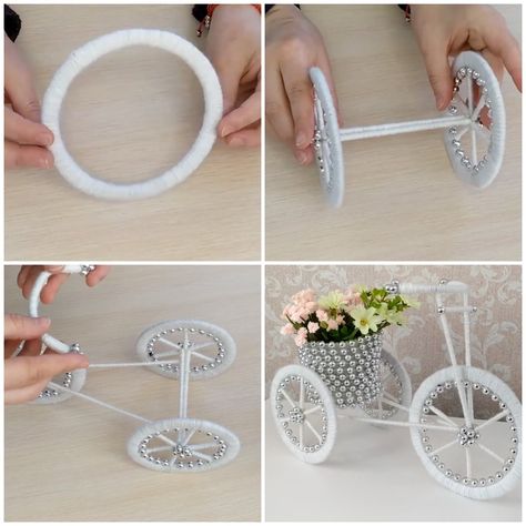 How To Make Bicycle Craft, 4x4 Wood Crafts, Bicycle Handmade, Bicycle Planter, Diy Bicycle, Bicycle Crafts, Metdaan Diy, Diy Butter, Bike Planter