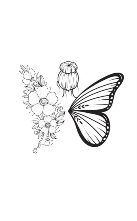 Drawing Ideas Butterfly, Vine Tattoo Stencil, Butterfly Tattoo Stencil, Vine Tattoo, Small Girly Tattoos, Flower Tattoo Drawings, Flower Pattern Drawing, Fantasy Tattoos, Vine Tattoos