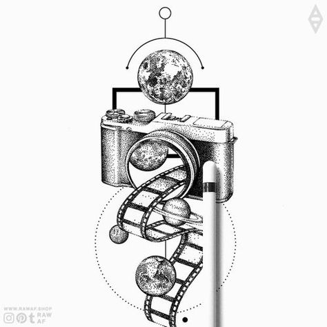 Drawing Of A Camera, Tatuagem Twenty One Pilots, Camera Tattoo Design, Camera Tattoos, Camera Drawing, Kunst Tattoos, Camera Tattoo, Men Tattoos, Tattoo Photography