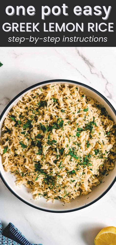 Greek Lemon Rice Basmati Rice Recipes Mediterranean, Lemon Rice Pilaf, Lemon Rice Recipe, Histamine Foods, Greek Rice, Greek Lemon Rice, Basmati Rice Recipes, Greek Kitchen, Mediterranean Foods