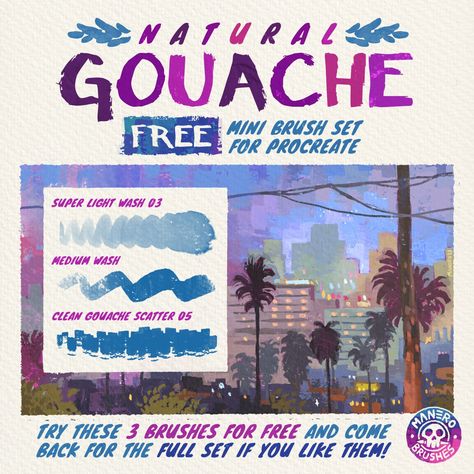 Natural Gouache: Free Mini Brush Set for Procreate - LIBRIUM Procreate Brushes Download, Best Procreate Brushes, Procreate Ipad Tutorials, Mini Brush, Free Brushes, Ipad Tutorials, Illustrator Brushes, Free Procreate, Procreate Ipad Art