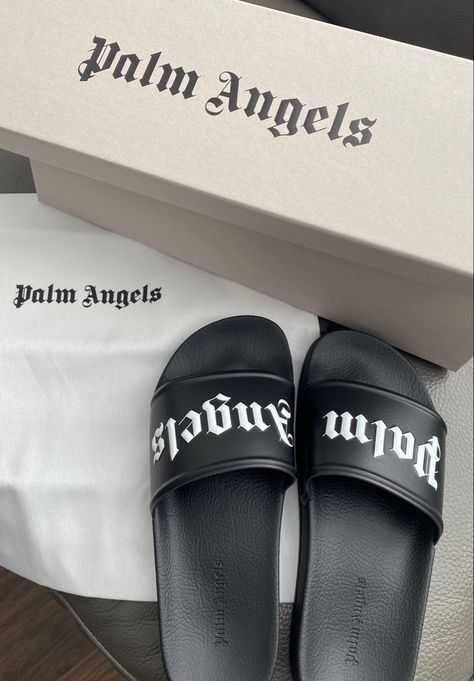 Sliders Shoes Aesthetic, Sliders Aesthetic, Sliders Shoes, Designer Mules, Shoes Outfit Fashion, Shoes Outfit, Palm Angels, Summer Aesthetic, Jordan Shoes