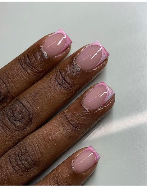 Short Overlay Nails, Gel Overlay Nails, Square Gel Nails, Pink Gel Polish, Nail 2024, Overlay Nails, Retro Nails, Pink Gel, Work Nails