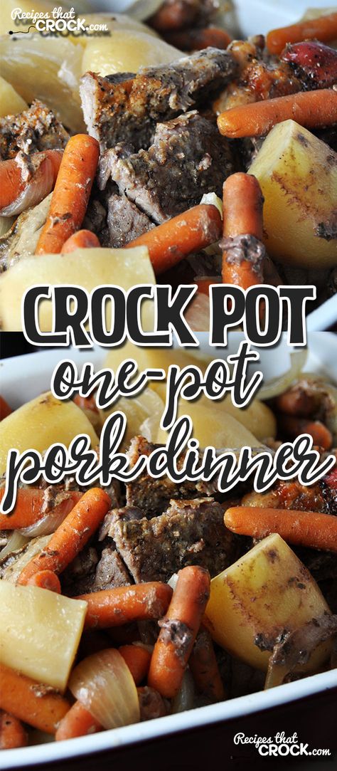 Do you enjoy doing dishes? Me either! That is just one of the great things about this One-Pot Crock Pot Dinner! Tender pork, sweet carrots and savory onion with potatoes. It is easy, delicious and a great way to have your meal done in one dish! Pork Roast Crock Pot Recipes, Crockpot Pork Roast, Pot Roast Crock Pot Recipes, Pork Recipes For Dinner, Doing Dishes, Crockpot Roast, Paleo Crockpot, Pork Dinner, Crockpot Pork