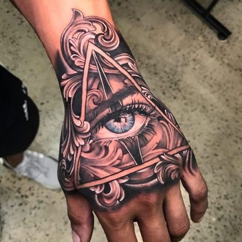 Seeing Eye Tattoo, Tato Mata, Hals Tattoo Mann, Tattoo Main, Herren Hand Tattoos, Simple Hand Tattoos, All Seeing Eye Tattoo, Skull Hand Tattoo, Tato Minimal