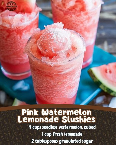 Sabrina Clements Lemonade Slushies, Slushie Recipe, Watermelon Lemonade, Fresh Lemonade, Slushies, Granulated Sugar, Lemonade, Watermelon