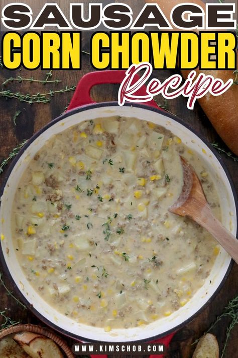 If you're craving a delicious and flavorful spicy sausage corn chowder, look no further! This recipe is a game changer, combining spicy sausage, potatoes, corn, and more in one hearty dish. Enjoy this amazing and easy-to-make chowder that will satisfy your taste buds. Sausage Potato Corn Chowder Ree Drummond, Sausage And Corn Chowder, Sausage Corn Chowder Recipe, Sausage Corn Chowder, Shrimp Corn Chowder, Corn Chowder Soup, Potato Corn Chowder, Shrimp Sausage, Spicy Corn