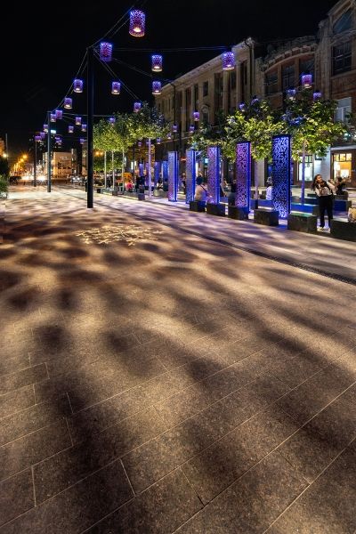 LIT Lighting Design Awards - Catenary Lighting, Dnipro City, Outside Hanging Lights, Villa Lighting, Column Lighting, Orchestra Conductor, Light Grid, Landscape Lighting Design, Public Space Design