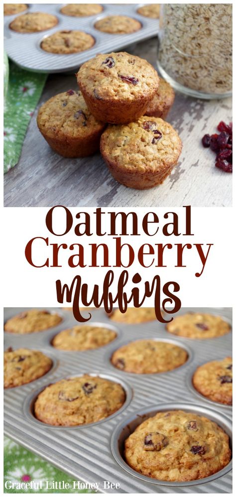 Want a quick and healthy breakfast? Try these super easy and delicous Oatmeal Cranberry Muffins that your family is sure to love on gracefulittlehoneybee.com #breakfast #muffin #muffins #healthy #cranberry #oatmeal Oatmeal Cranberry Muffins, Breakfast Muffins Healthy, Cranberry Oatmeal Muffins, Cranberry Oatmeal, Quick And Healthy Breakfast, Breakfast Recipes Easy Quick, Breakfast Muffin, Muffins Healthy, Healthy Breakfast Muffins