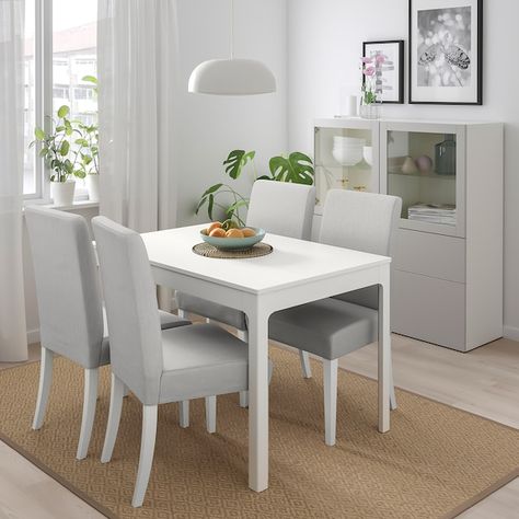 Henriksdal Chair Cover, Dining Table Design Modern, Set Meja Makan, Kitchen Table Chairs, Dinning Room Design, White Dining Table, Painted Chairs, Ikea Family, Dining Table Design