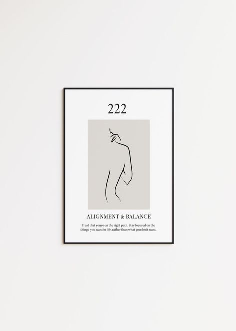 222 Angel Number Poster, Angel Prints, Pretty Posters, 222 Angel Number, Number Wall Art, Angel Number 222, Belief System, Line Print, Number Wall