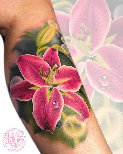 Gallery – Liz Venom Hawaiian Flower Tattoo, Stargazer Lily Tattoo, Tiger Lily Tattoos, Hawaiian Flower Tattoos, Colorful Flower Tattoo, Pretty Flower Tattoos, Lillies Tattoo, Lily Tattoo Design, Lily Flower Tattoos