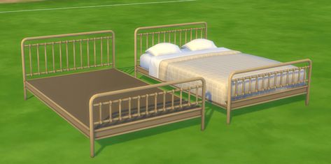 ADD ON - Oak House part 6 | Pierisim на Patreon Sims 4 Cc Metal Bed Frame, Bed Frame Sims 4 Cc, Sims 4 Cc Bed Frame, Sims 4 Add Ons, Sims 4 Beds, Oak House, Iron Bed Frame, Sims Building, Farmhouse Bedding